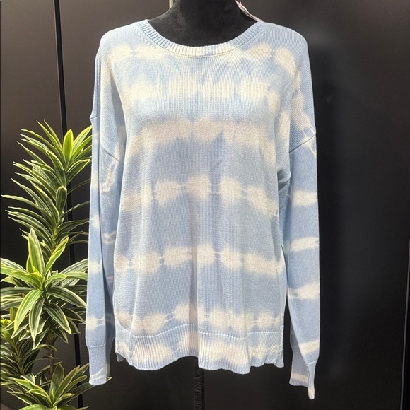 Design Story Knit Horizontal tie-dye stripe pullover sweater,slit sides - Picture 1 of 8